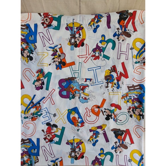 Disney Mickey & Friends Double Flat Sheet 96x80 Alphabet Vtg Pacific Daffy Goofy - Picture 4 of 6
